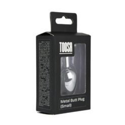 n12820 toosh silver metal butt plug small red stone pkg 2
