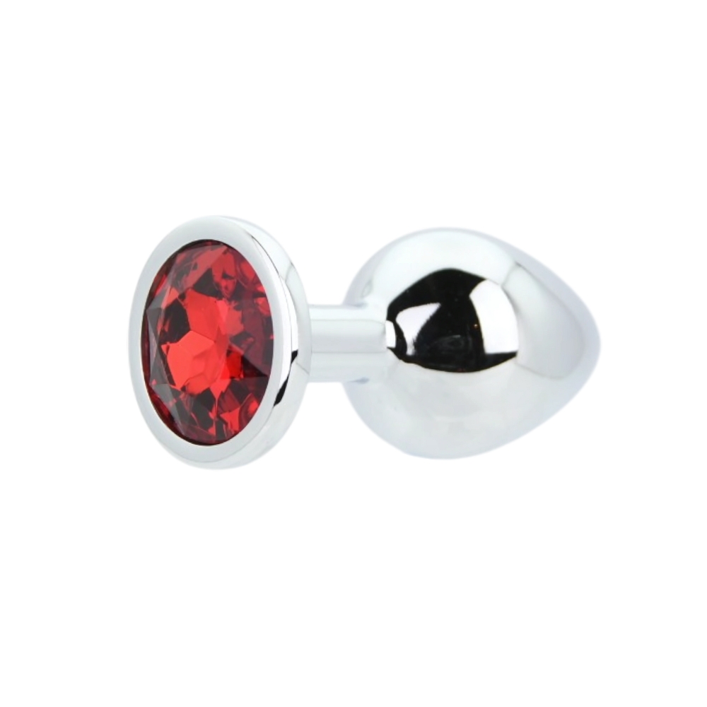 n12821 toosh silver metal butt plug medium red stone 3 n12821 toosh silver metal butt plug medium red stone 3