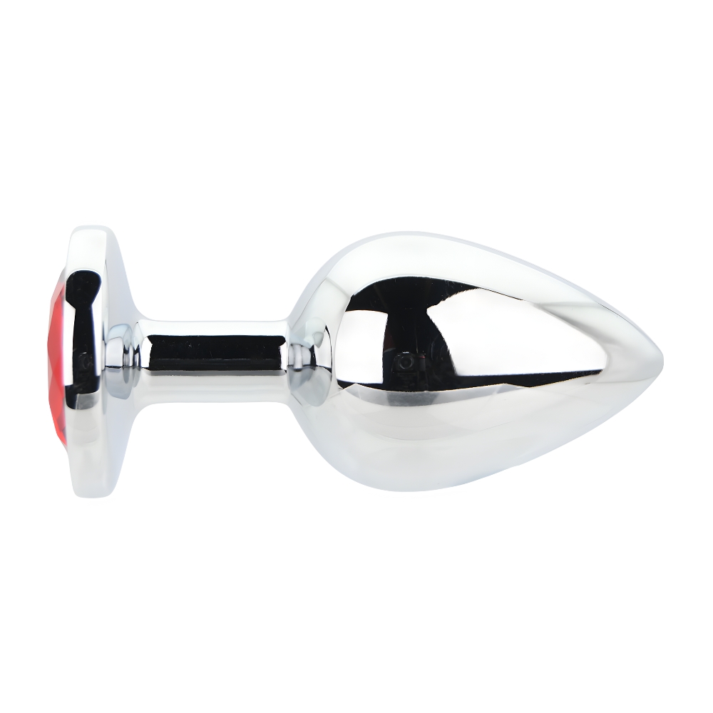 n12822 toosh silver metal butt plug large red stone 1 n12822 toosh silver metal butt plug large red stone 1