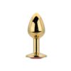 n12823 toosh gold metal butt plug small red stone