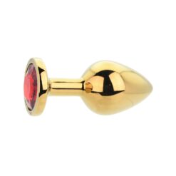 n12824 toosh gold metal butt plug medium red stone 2
