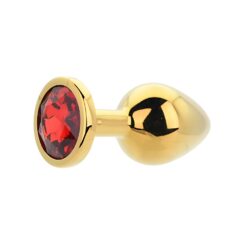 n12824 toosh gold metal butt plug medium red stone 3