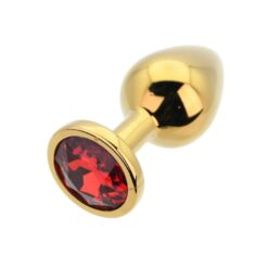 n12824 toosh gold metal butt plug medium red stone 4