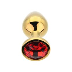 n12824 toosh gold metal butt plug medium red stone 5