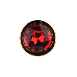 n12824 toosh gold metal butt plug medium red stone jewel