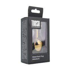 n12824 toosh gold metal butt plug medium red stone pkg 1