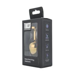n12824 toosh gold metal butt plug medium red stone pkg 2