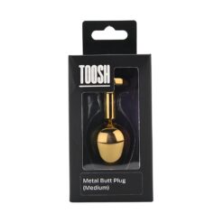 n12824 toosh gold metal butt plug medium red stone pkg