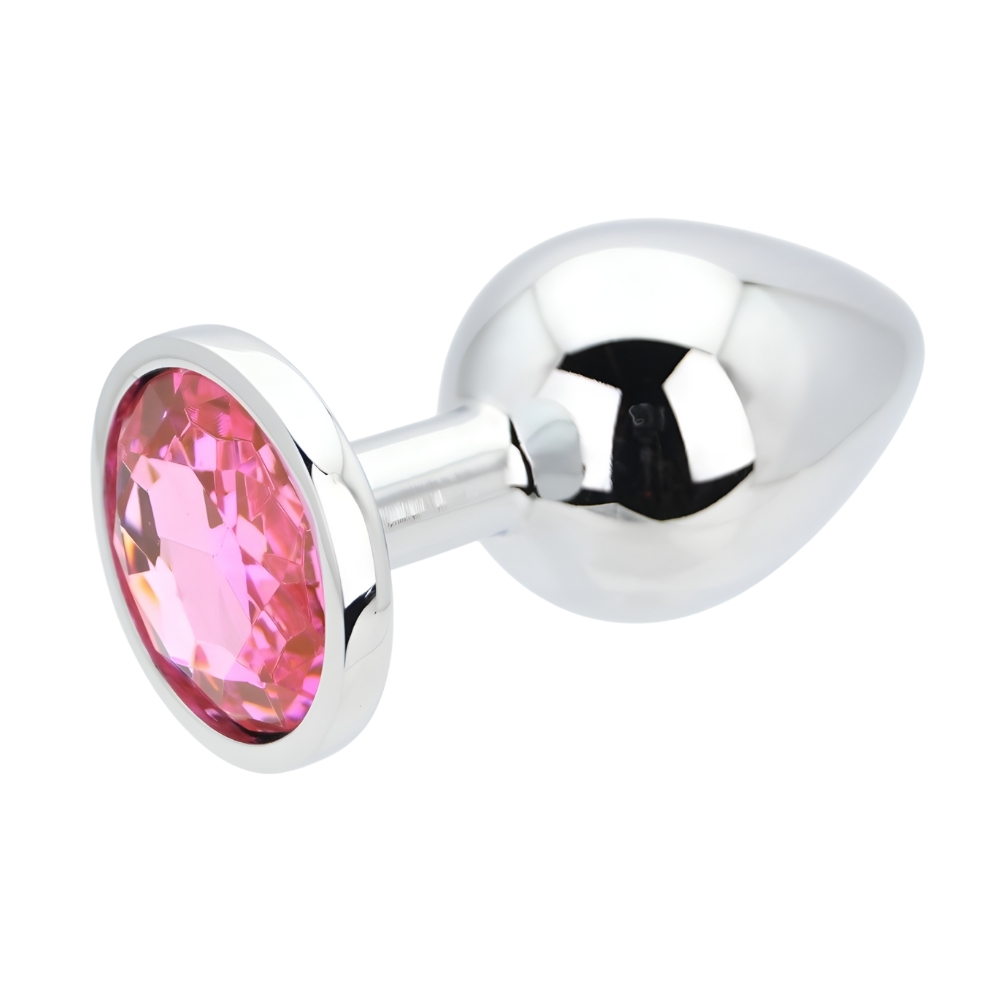 n12828 toosh silver metal butt plug large pink stone 3 n12828 toosh silver metal butt plug large pink stone 3