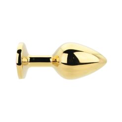 n12830 toosh gold metal butt plug medium pink stone 1