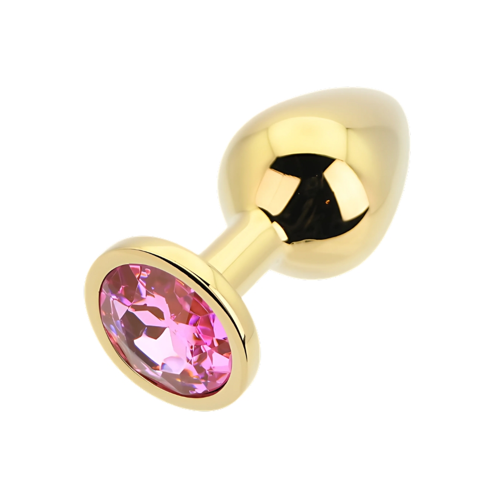 n12830 toosh gold metal butt plug medium pink stone 4 n12830 toosh gold metal butt plug medium pink stone 4
