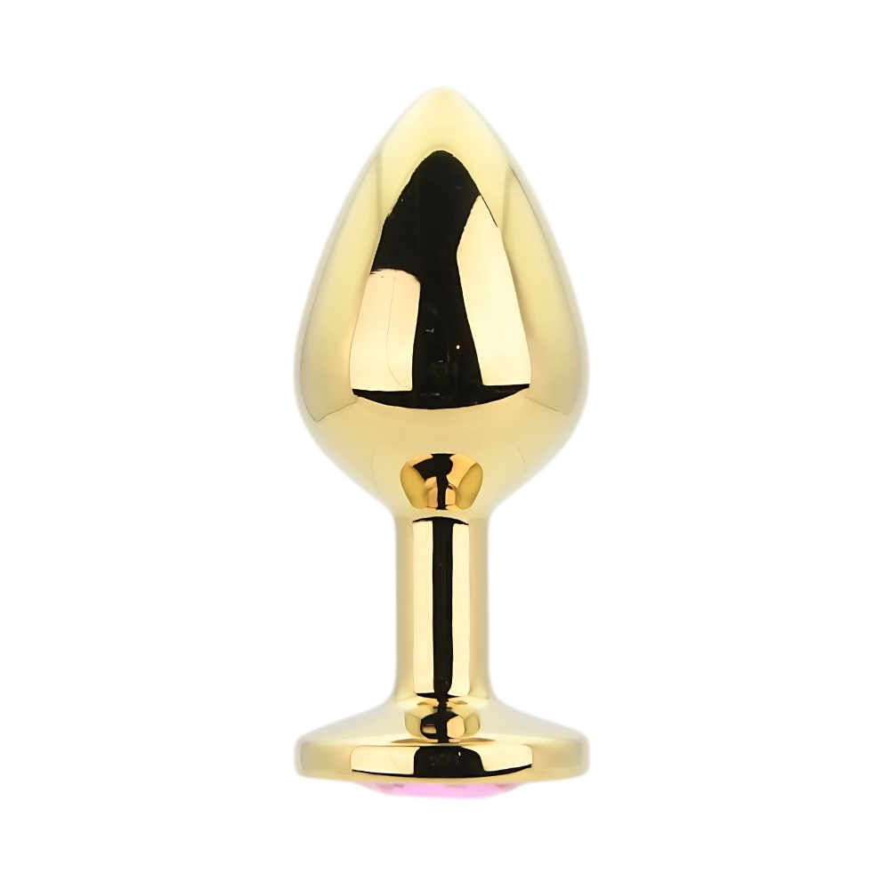 n12830 toosh gold metal butt plug medium pink stone n12830 toosh gold metal butt plug medium pink stone