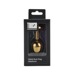 n12830 toosh gold metal butt plug medium pink stone pkg