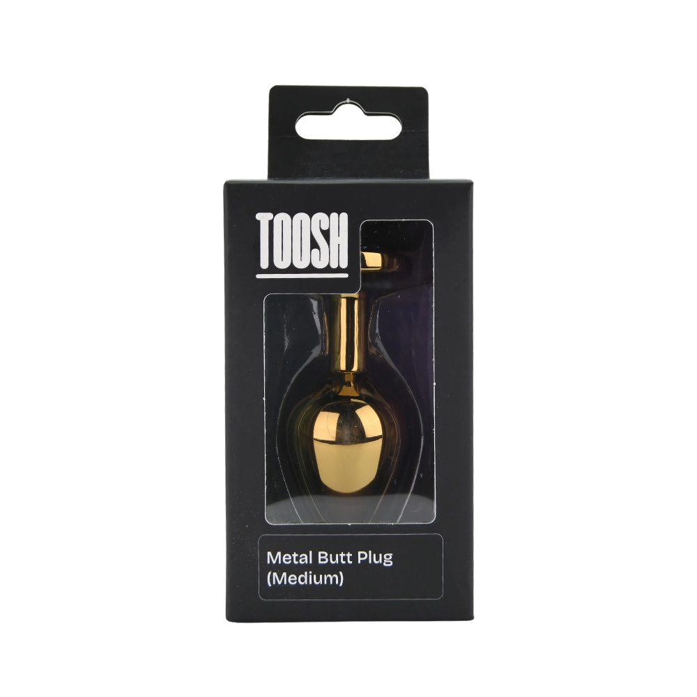 n12830 toosh gold metal butt plug medium pink stone pkg n12830 toosh gold metal butt plug medium pink stone pkg