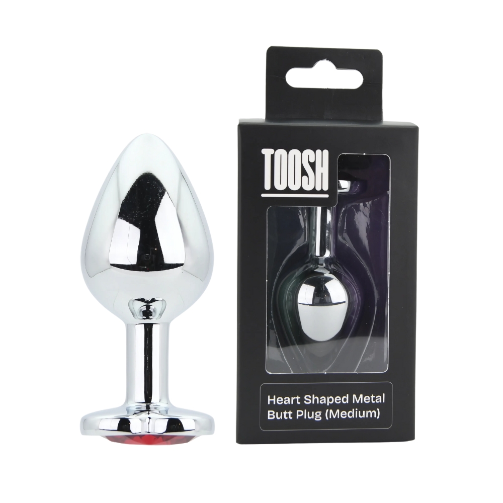 n12833 toosh heart shaped silver with red stone medium duo n12833 toosh heart shaped silver with red stone medium duo