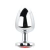 n12834 toosh heart shaped silver butt plug with red stone large