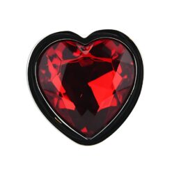 n12834 toosh heart shaped silver butt plug with red stone large jewel