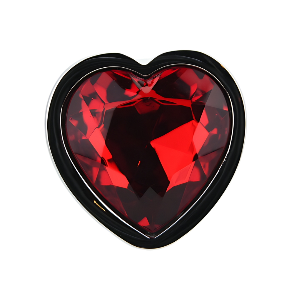 n12834 toosh heart shaped silver butt plug with red stone large jewel n12834 toosh heart shaped silver butt plug with red stone large jewel