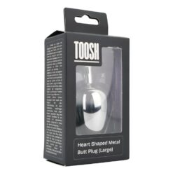 n12834 toosh heart shaped silver butt plug with red stone large pkg 1