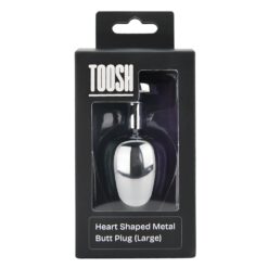 n12834 toosh heart shaped silver butt plug with red stone large pkg