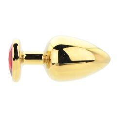 n12837 toosh heart shaped gold butt plug with red stone large 1