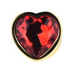 n12837 toosh heart shaped gold butt plug with red stone large stone