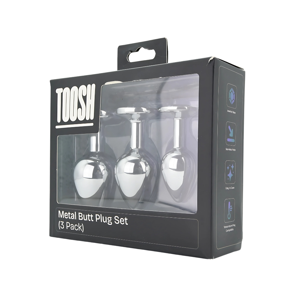 n12838 toosh metal butt plug silver set of 3 clear stone pkg 2 n12838 toosh metal butt plug silver set of 3 clear stone pkg 2