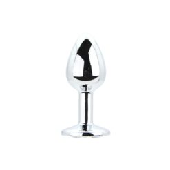n12838 toosh metal butt plug silver set of 3 clear stone sml