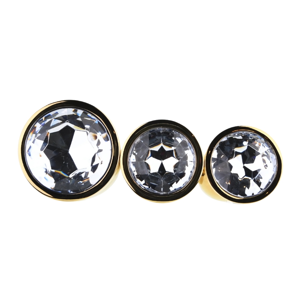 n12839 toosh metal butt plug gold set of 3 clear stone jewel n12839 toosh metal butt plug gold set of 3 clear stone jewel