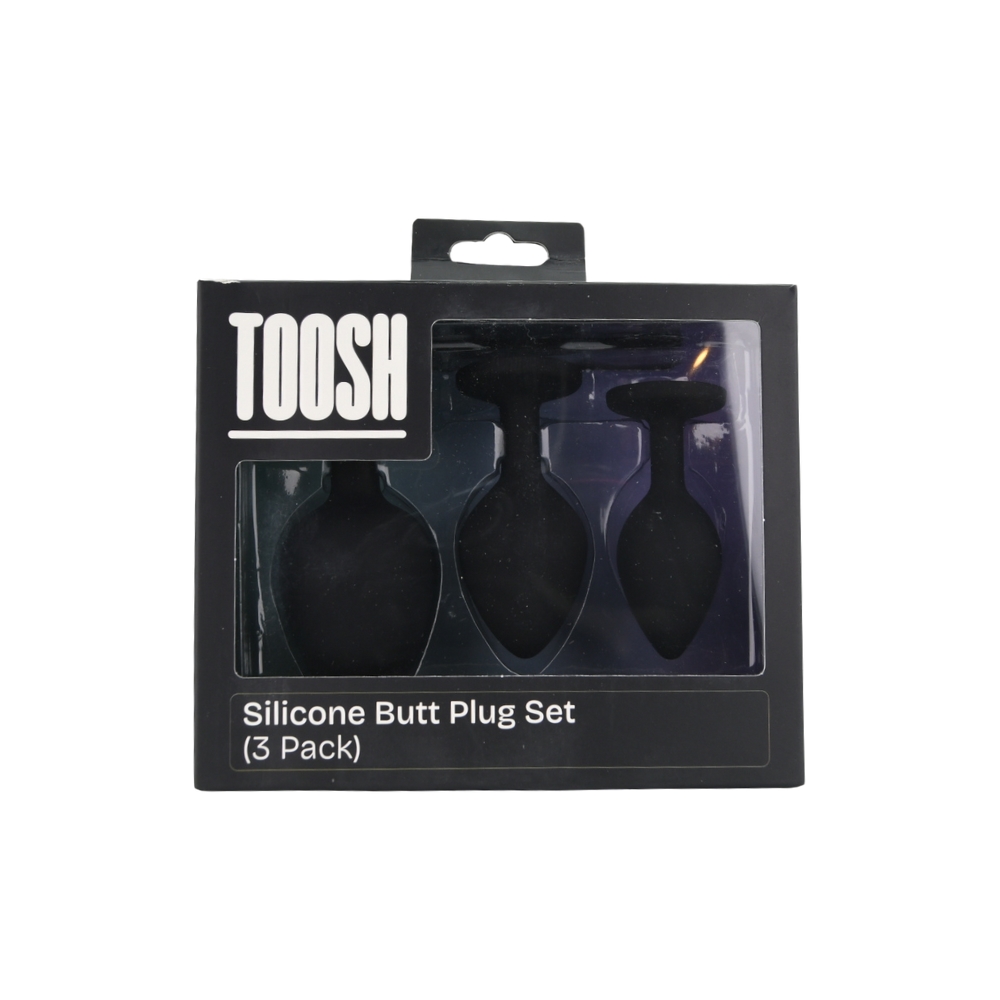 n12840 toosh silicone butt plug black set of 3 clear stone pkg n12840 toosh silicone butt plug black set of 3 clear stone pkg