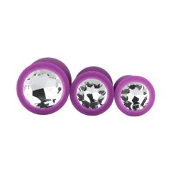 n12841 toosh silicone butt plug purple set of 3 clear stone 2