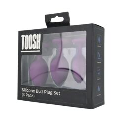 n12841 toosh silicone butt plug purple set of 3 clear stone pkg 2
