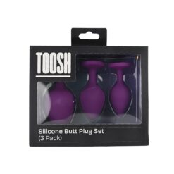 n12841 toosh silicone butt plug purple set of 3 clear stone pkg