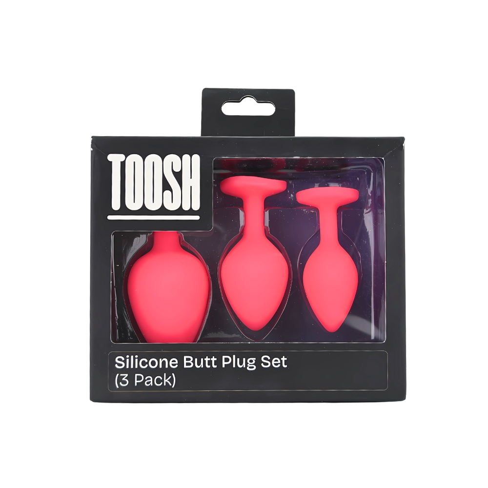 n12842 toosh silicone butt plug pink set of 3 clear stone pkg n12842 toosh silicone butt plug pink set of 3 clear stone pkg