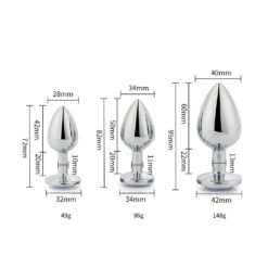 silver metal butt plug 3 pack