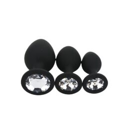 toosh silicone butt plug black set of 3 clear stone 2