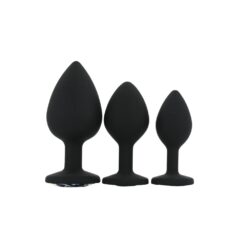 toosh silicone butt plug black set of 3 clear stone