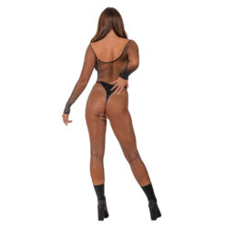 n12920 lace by lj rhinestone crotchless longsleeve bodystocking black 5