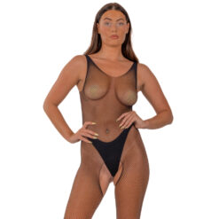 n12921 lace by lj fishnet crotchless bodystocking black
