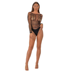 n12929 lace by lj seamless lace longsleeved bodysuit black 1