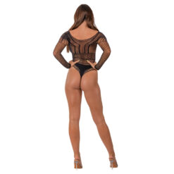 n12929 lace by lj seamless lace longsleeved bodysuit black 3