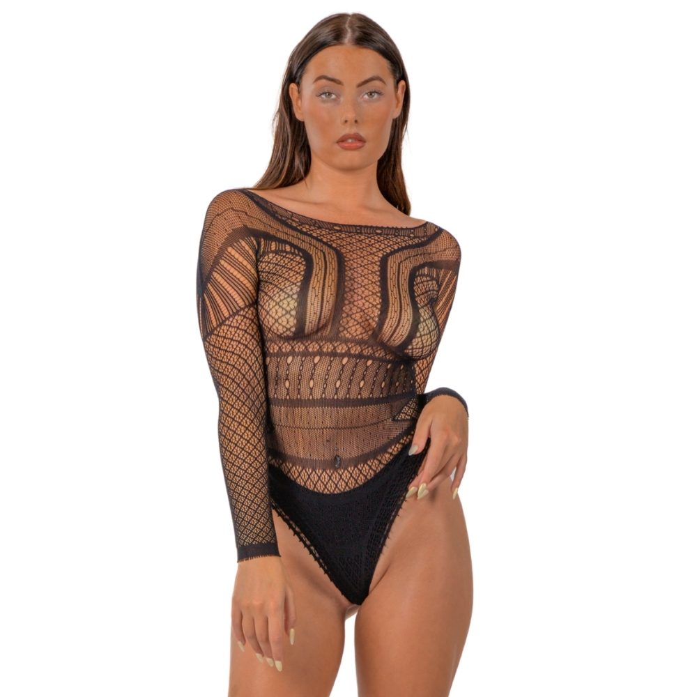 n12929 lace by lj seamless lace longsleeved bodysuit black n12929 lace by lj seamless lace longsleeved bodysuit black