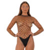 n12934 lace by lj fence net long sleeved thong bodysuit black 1