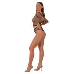 ns8102 lace by lj fence net crop top and bottoms black 2