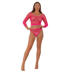 ns8103 lace by lj fence net crop top and bottoms pink 1