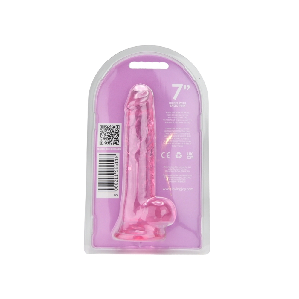 n12311 loving joy 7 inch dildo with balls pink pkg bk n12311 loving joy 7 inch dildo with balls pink pkg bk