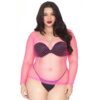 n12607 leg avenue long sleeved industrial net top neon pink ps 1