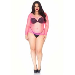 n12607 leg avenue long sleeved industrial net top neon pink ps 2
