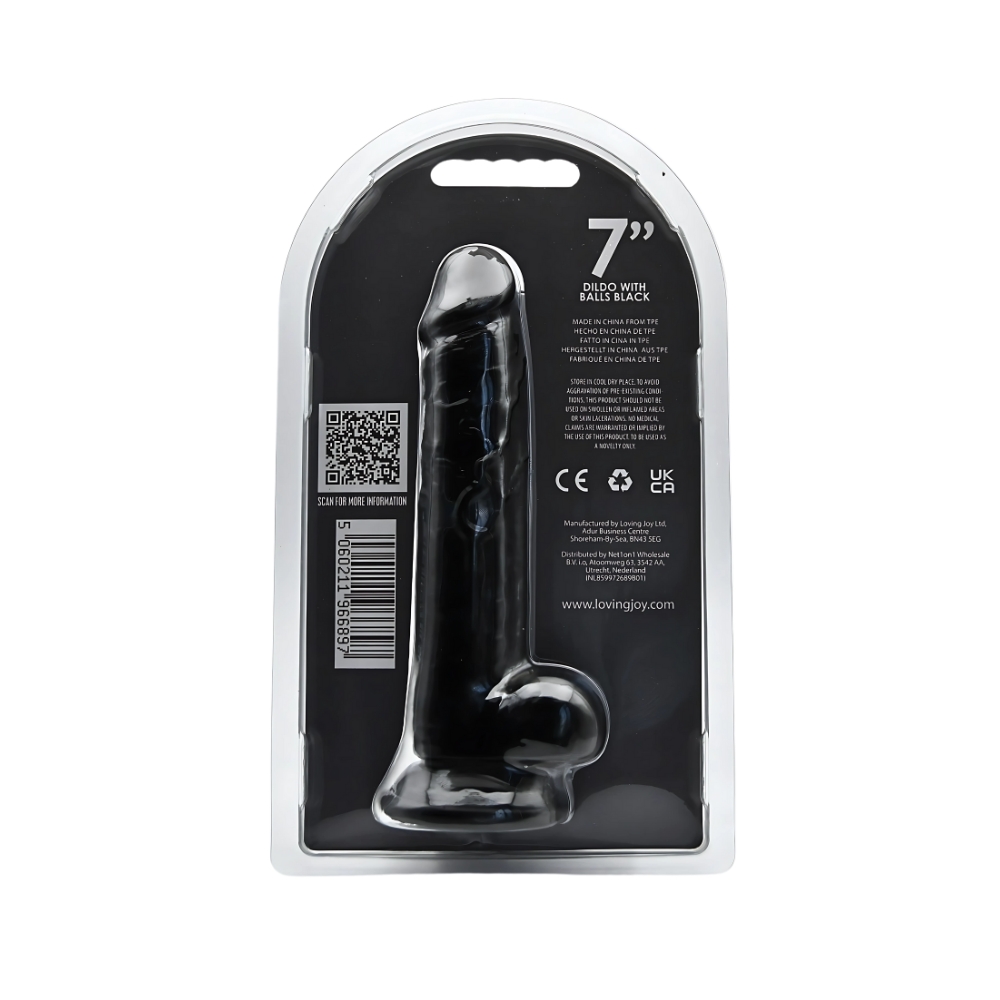 n12628 loving joy 7 inch dildo with balls black 5 n12628 loving joy 7 inch dildo with balls black 5