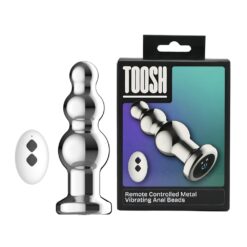 n12785 toosh remote controlled metal vibrating anal beads pkg both